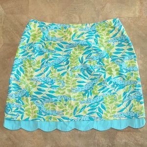 Lilly Pulitzer Everglades Mimosa Cynthia Skirt Teal Green Yellow EUC sz 4